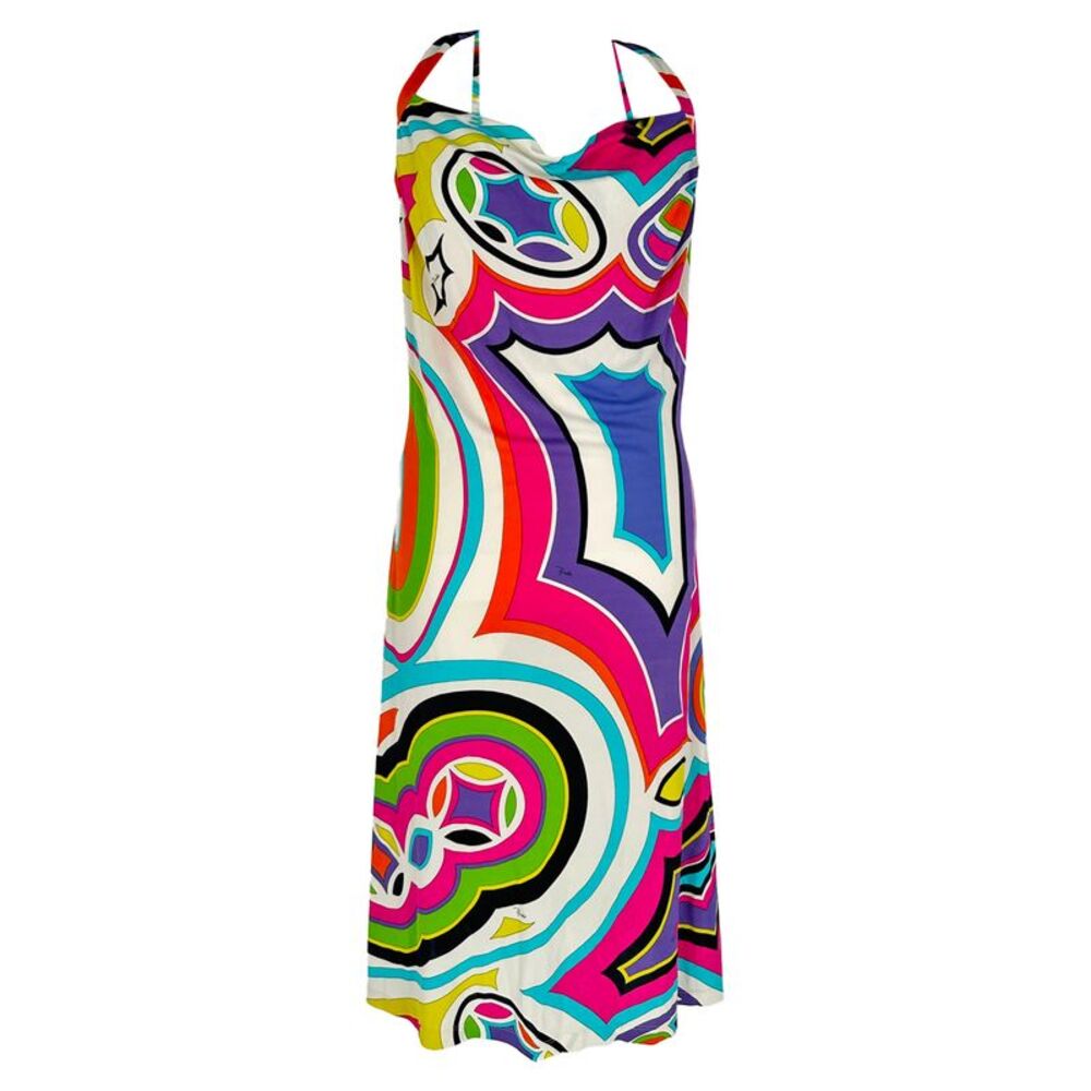 Emilio Pucci Printed Halterneck Mini Dress in Multicolor Rayon